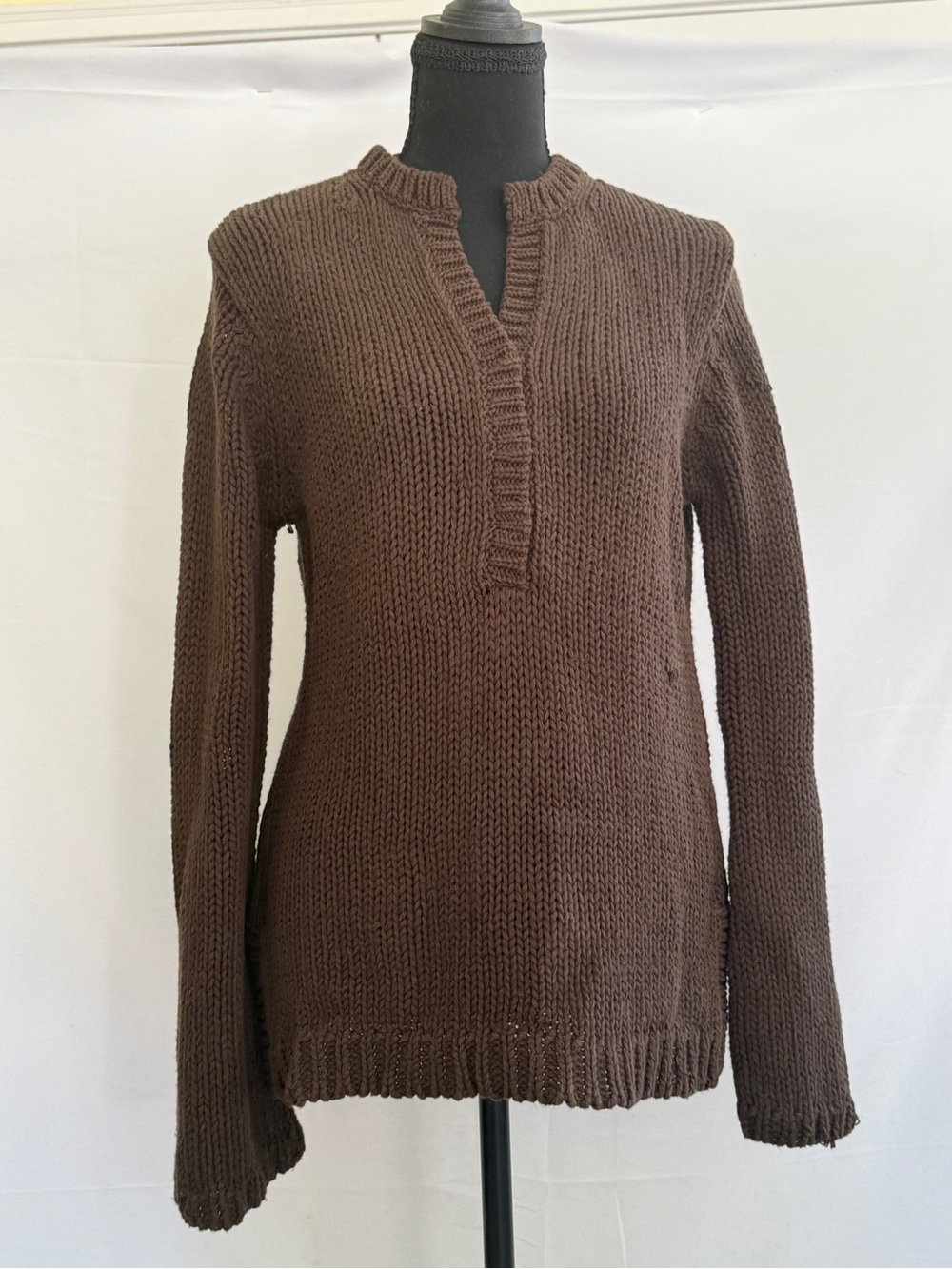 J. Crew Chocolate Brown Split-Notch Knit Sweater